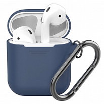 Силиконовый чехол Deppa для AirPods с карабином «синий»